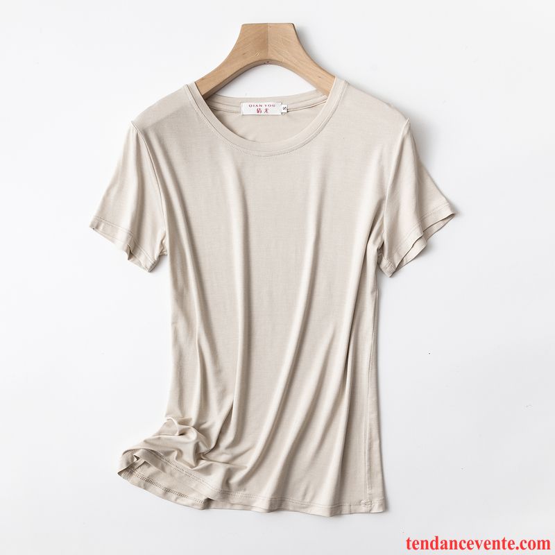 T-shirts Femme Courte Printemps Chemise En Bas Slim Été Une Veste Pure Blanc