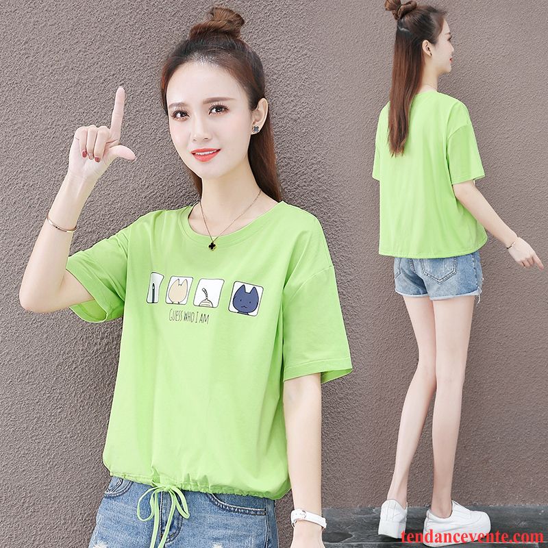 T-shirts Femme Fille Une Veste Étudiant Baggy Courte Été Vert