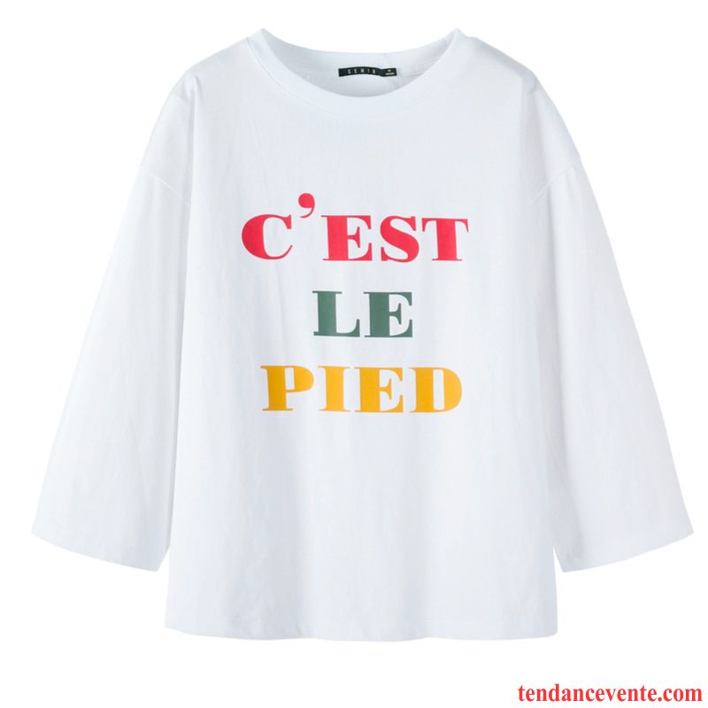 T-shirts Femme Longues Une Veste Baggy Étudiant Tendance Printemps Bleu Blanc