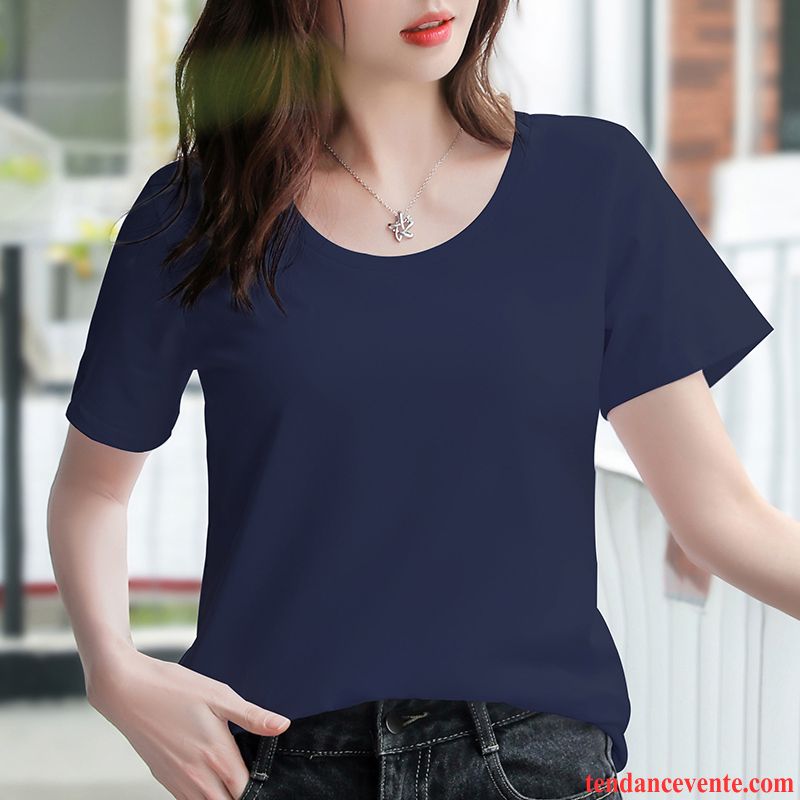 T-shirts Femme Tendance Courte Coton Bio Printemps Tous Les Assortis Baggy Impression Jaune