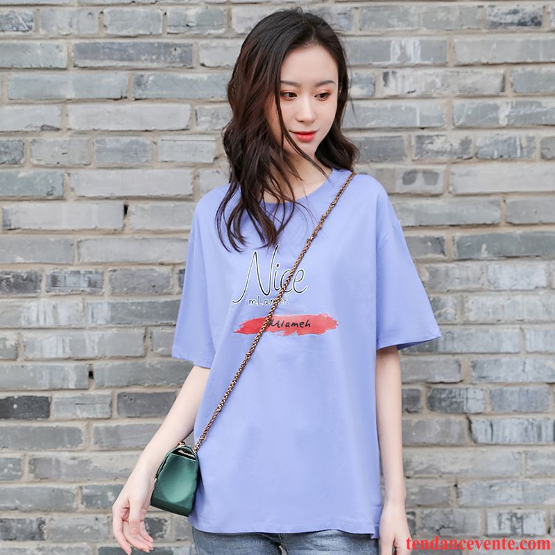 T-shirts Femme Tendance Courte Été Mode La Mode Une Veste Noir Violet