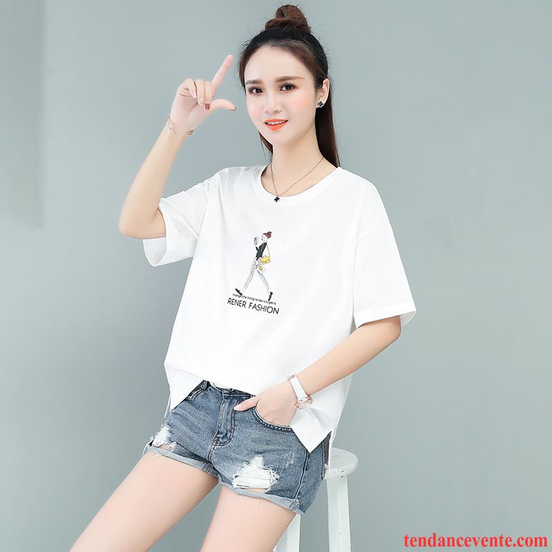 T-shirts Femme Tendance Étudiant Baggy Demi Manche Été Fille