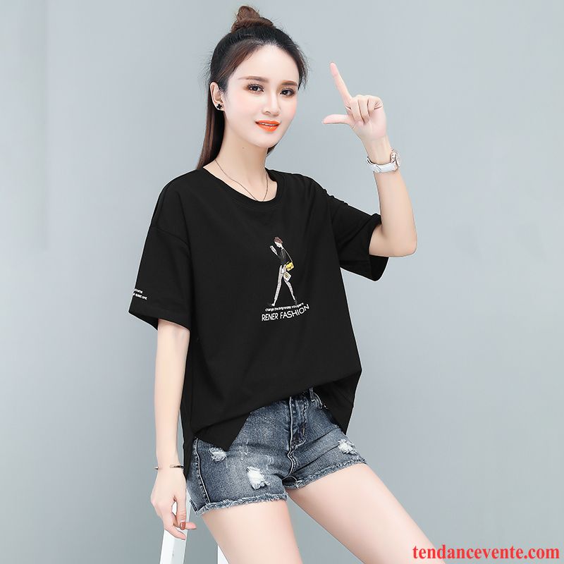 T-shirts Femme Tendance Étudiant Baggy Demi Manche Été Fille