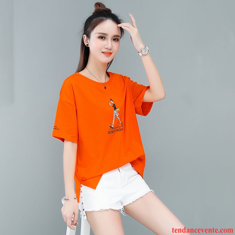 T-shirts Femme Tendance Étudiant Baggy Demi Manche Été Fille