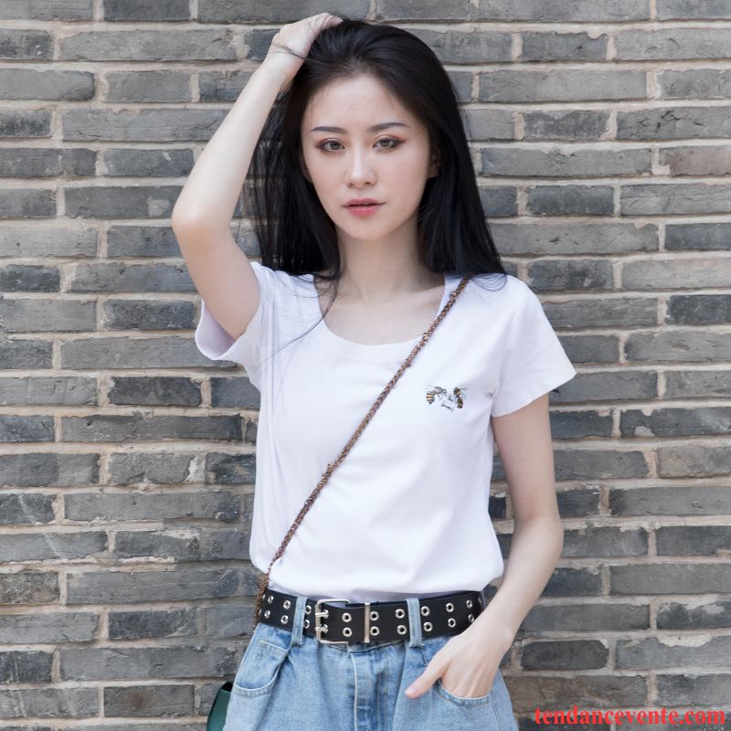 T-shirts Femme Ultra Baggy Été Une Veste Tendance Courte Blanc