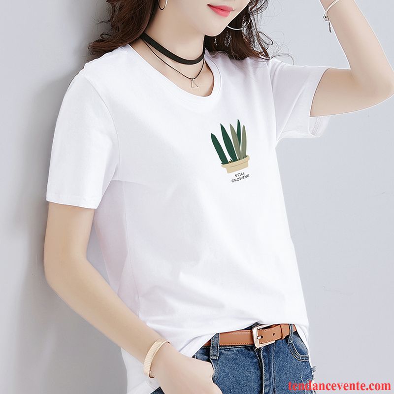 T-shirts Femme Ultra Été Coton Bio Courte Une Veste Blanc Rouge