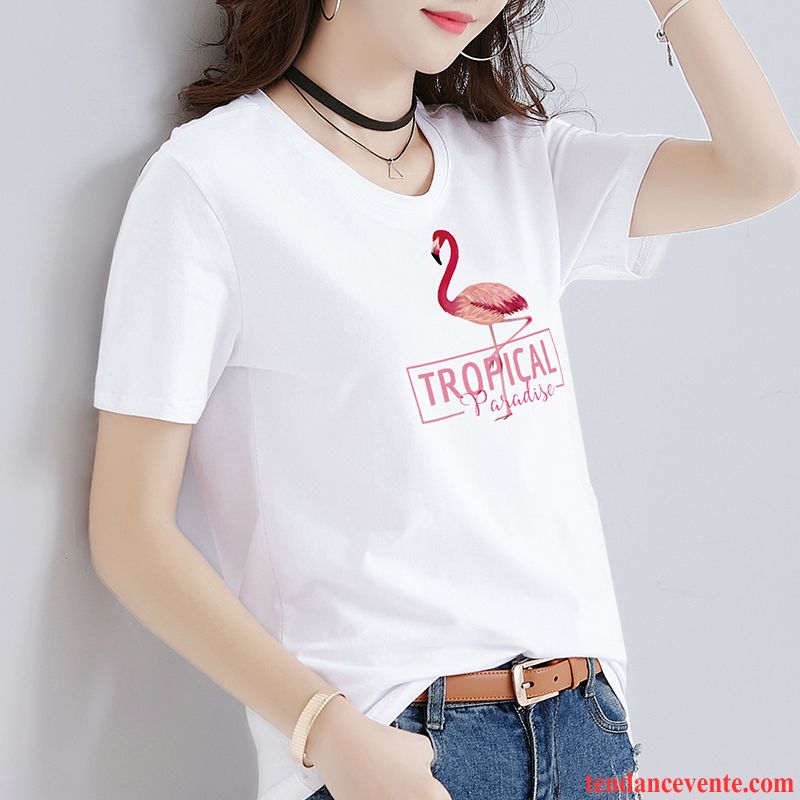 T-shirts Femme Ultra Été Coton Bio Courte Une Veste Blanc Rouge