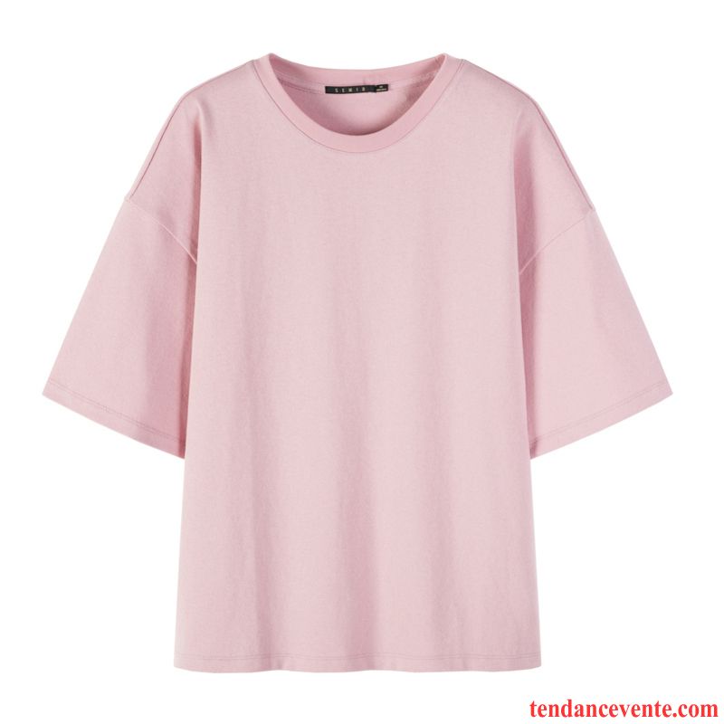 T-shirts Femme Une Veste Chemise En Bas Été Coton Bio Étudiant Courte Blanc