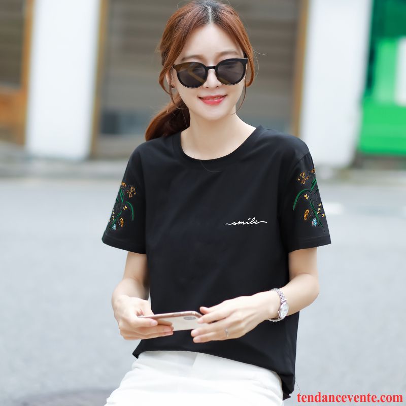 T-shirts Femme Une Veste Demi Manche Été Baggy Tendance Courte Blanc