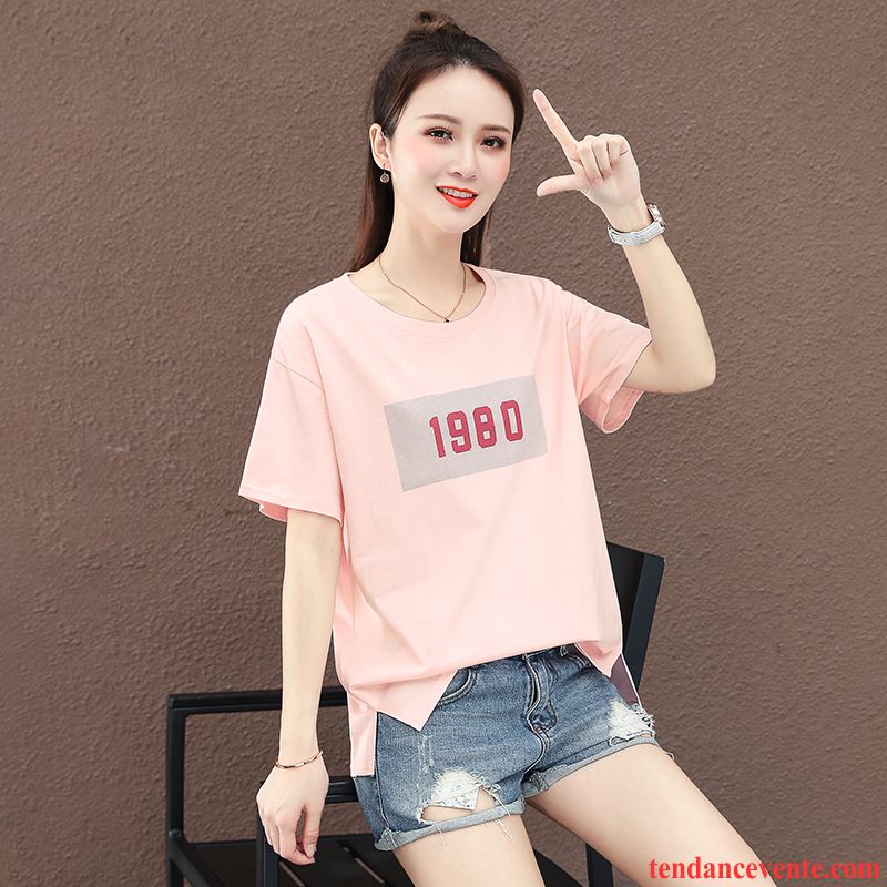 T-shirts Femme Une Veste Fille Été Courte Baggy Étudiant Rose