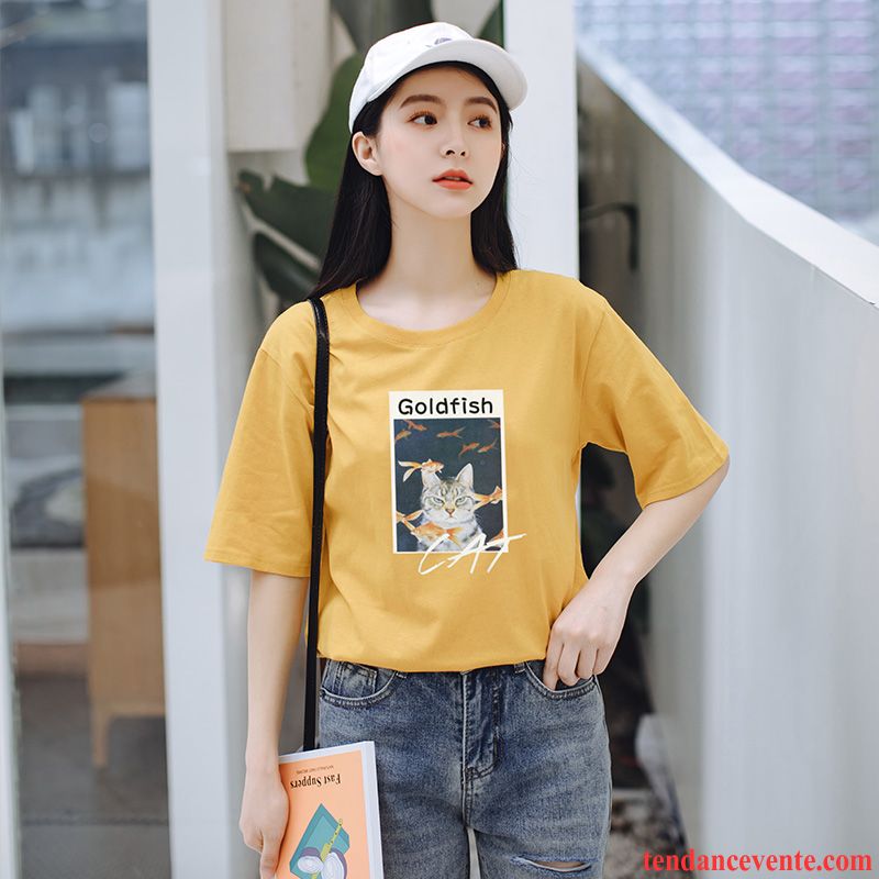 T-shirts Femme Une Veste Tendance Baggy Courte Étudiant Été Vert