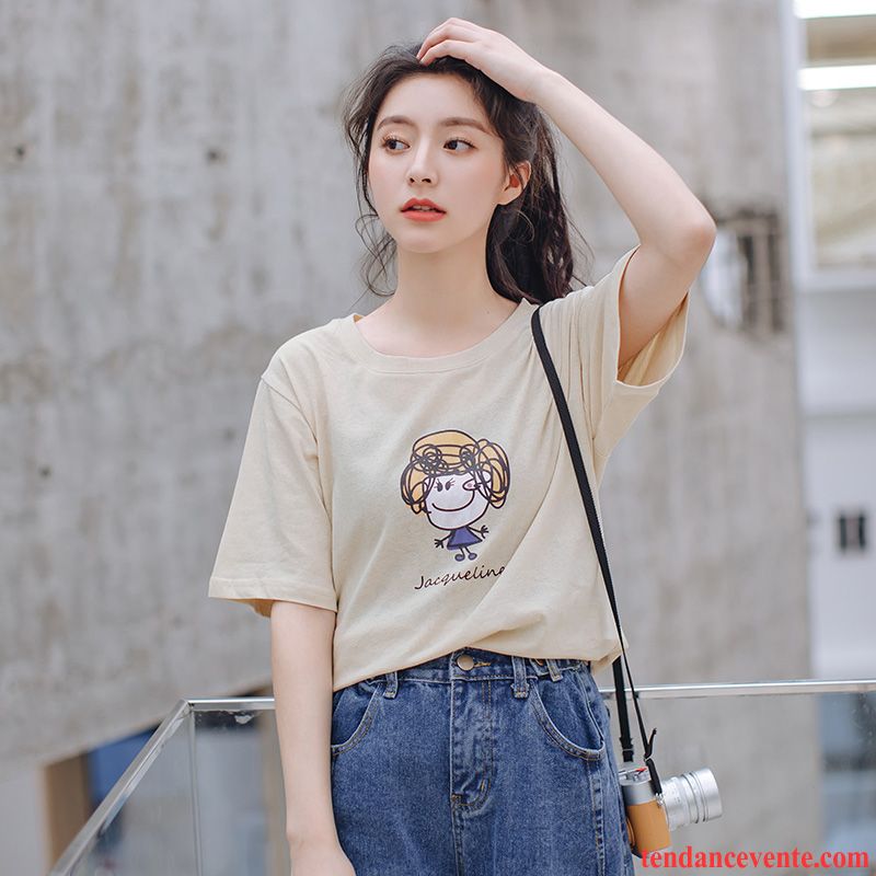 T-shirts Femme Une Veste Tendance Baggy Courte Étudiant Été Vert