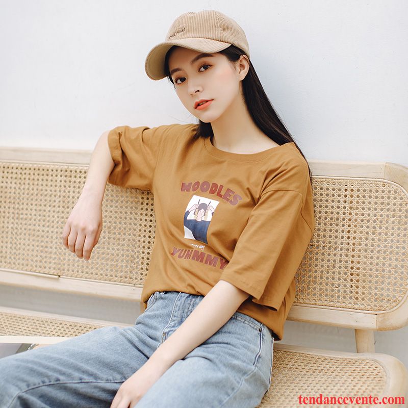 T-shirts Femme Une Veste Tendance Baggy Courte Étudiant Été Vert