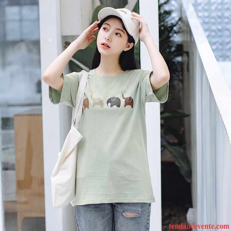 T-shirts Femme Une Veste Tendance Baggy Courte Étudiant Été Vert