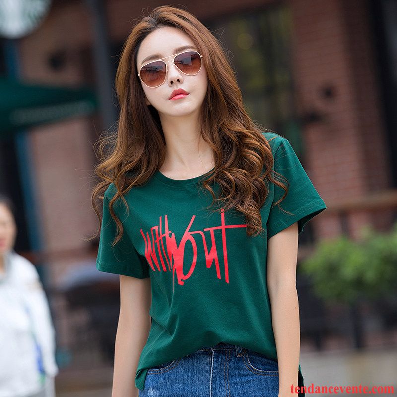 T-shirts Femme Été Demi Manche Courte Baggy Une Veste Mode Noir Vert