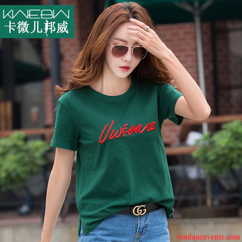 T-shirts Femme Été Demi Manche Courte Baggy Une Veste Mode Noir Vert