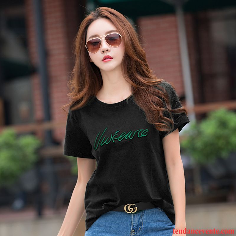 T-shirts Femme Été Demi Manche Courte Baggy Une Veste Mode Noir Vert