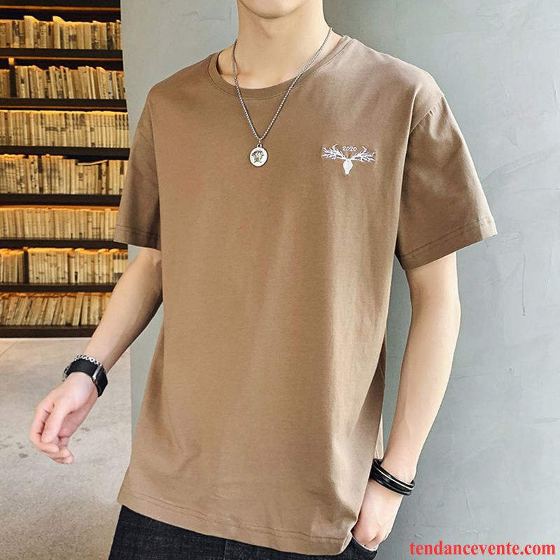 T-shirts Homme Chemise En Bas Été Tendance Courte Une Veste Marron