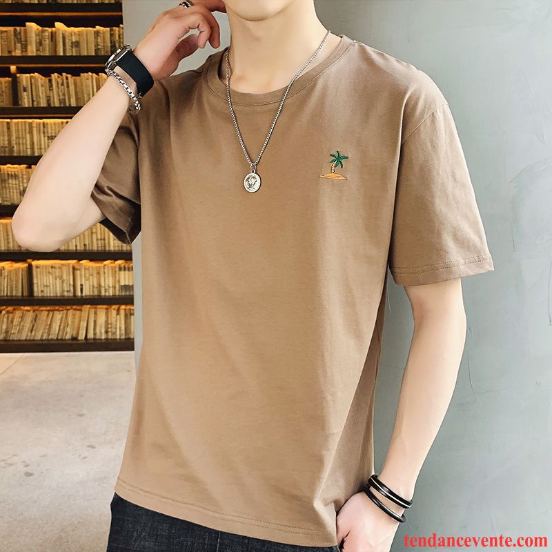 T-shirts Homme Chemise En Bas Été Tendance Courte Une Veste Marron