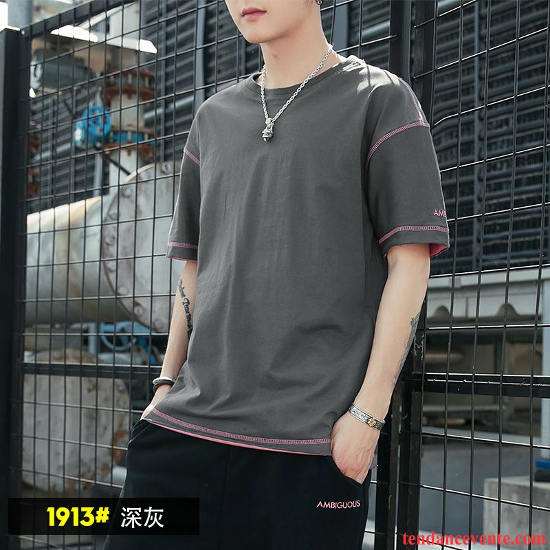 T-shirts Homme Courte Tendance Décontractée Été Une Veste Coton Bio Jaune