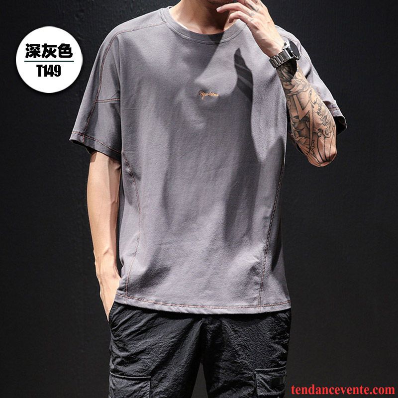 T-shirts Homme Tendance Graisse Baggy Été Taillissime Une Veste Noir