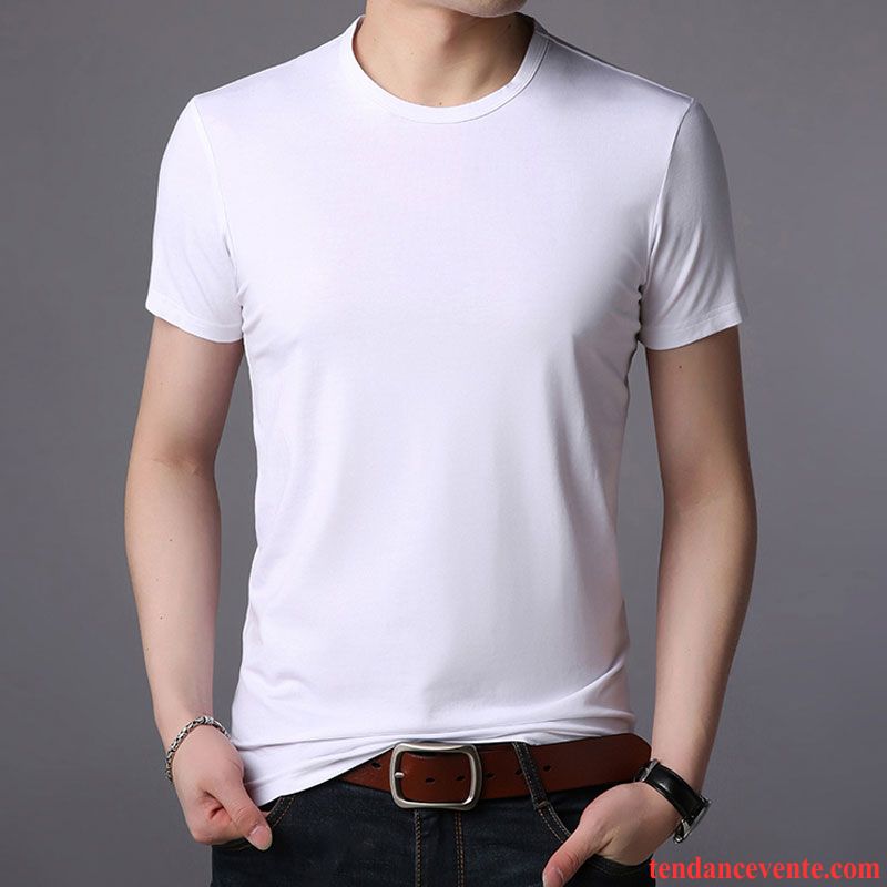 T-shirts Homme Tendance Slim Chemise En Bas Longues L'automne Courte Pure Blanc Rouge