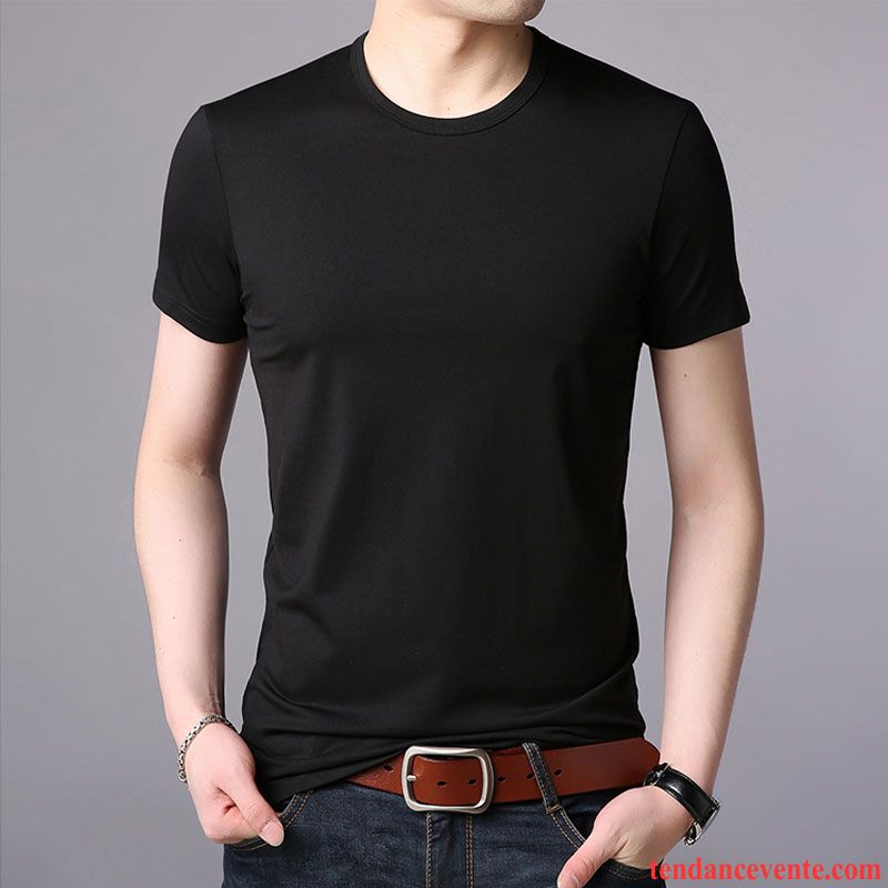 T-shirts Homme Tendance Slim Chemise En Bas Longues L'automne Courte Pure Blanc Rouge