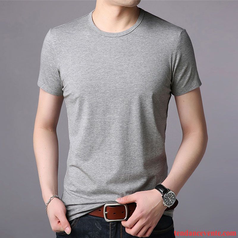 T-shirts Homme Tendance Slim Chemise En Bas Longues L'automne Courte Pure Blanc Rouge