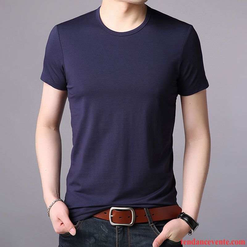 T-shirts Homme Tendance Slim Chemise En Bas Longues L'automne Courte Pure Blanc Rouge