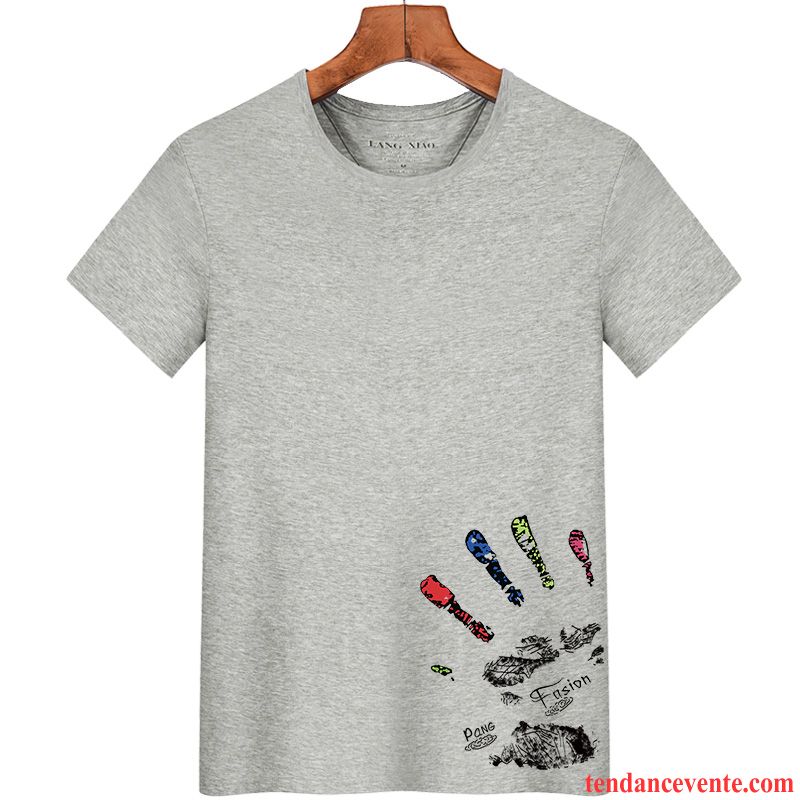 T-shirts Homme Tendance Étudiant Demi Manche Courte Baggy Une Veste Gris