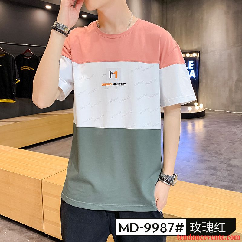 T-shirts Homme Une Veste Tendance Baggy Coton Bio Été Étudiant Coloré