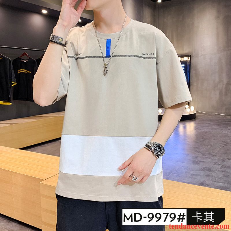 T-shirts Homme Une Veste Tendance Baggy Coton Bio Été Étudiant Coloré