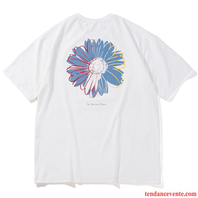 T-shirts Homme Étudiant Original Petite Marguerite Fantaisie Col Rond Courte Vert