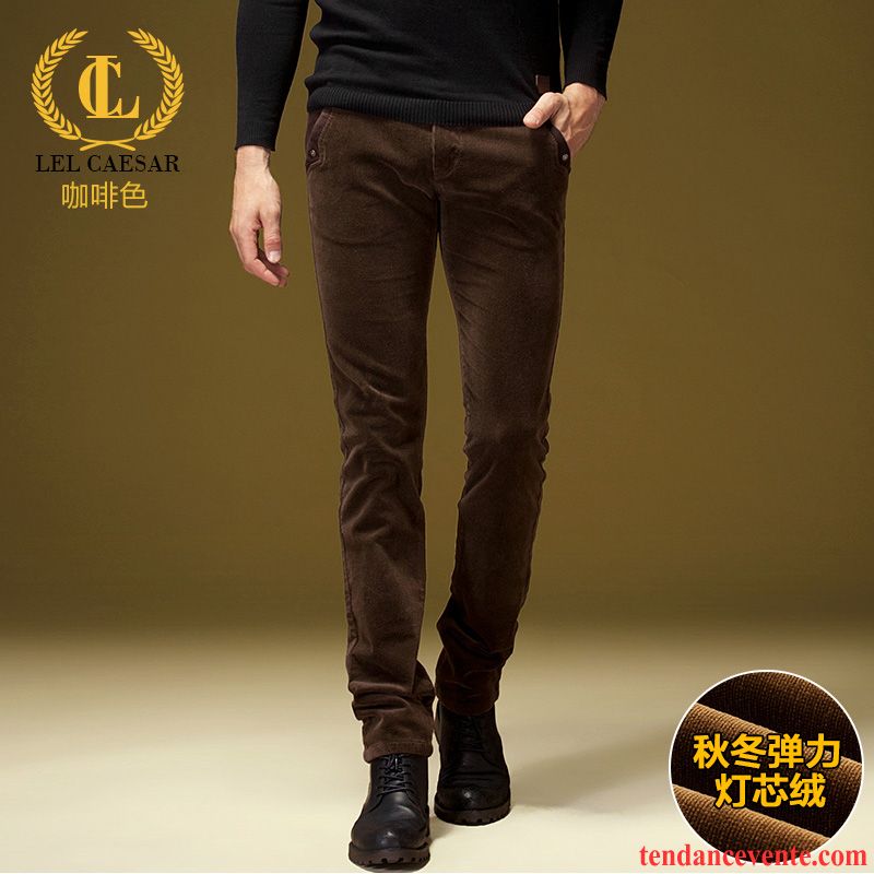 Taille Des Pantalons Homme Homme Maigre Hiver Slim Extensible Pantalon Tendance L'automne Velours Côtelé Plus De Velours