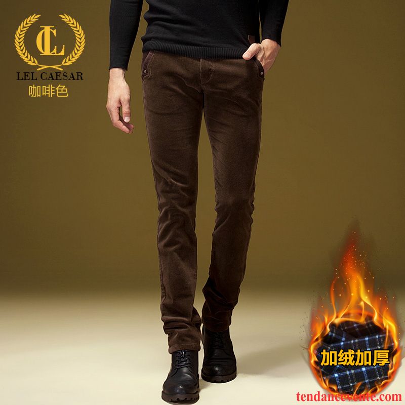 Taille Des Pantalons Homme Homme Maigre Hiver Slim Extensible Pantalon Tendance L'automne Velours Côtelé Plus De Velours