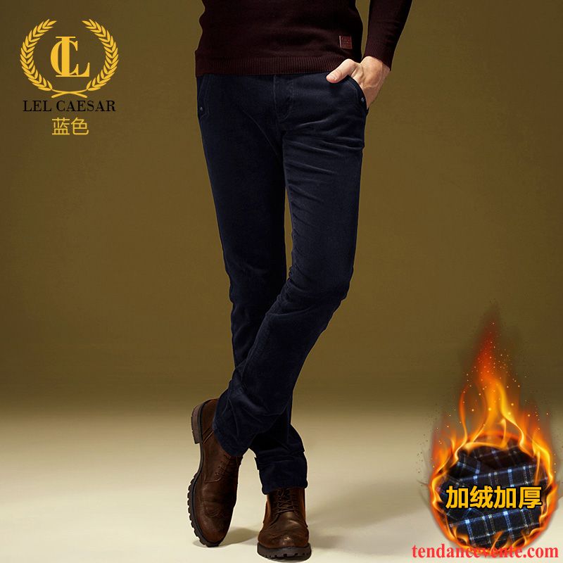 Taille Des Pantalons Homme Homme Maigre Hiver Slim Extensible Pantalon Tendance L'automne Velours Côtelé Plus De Velours