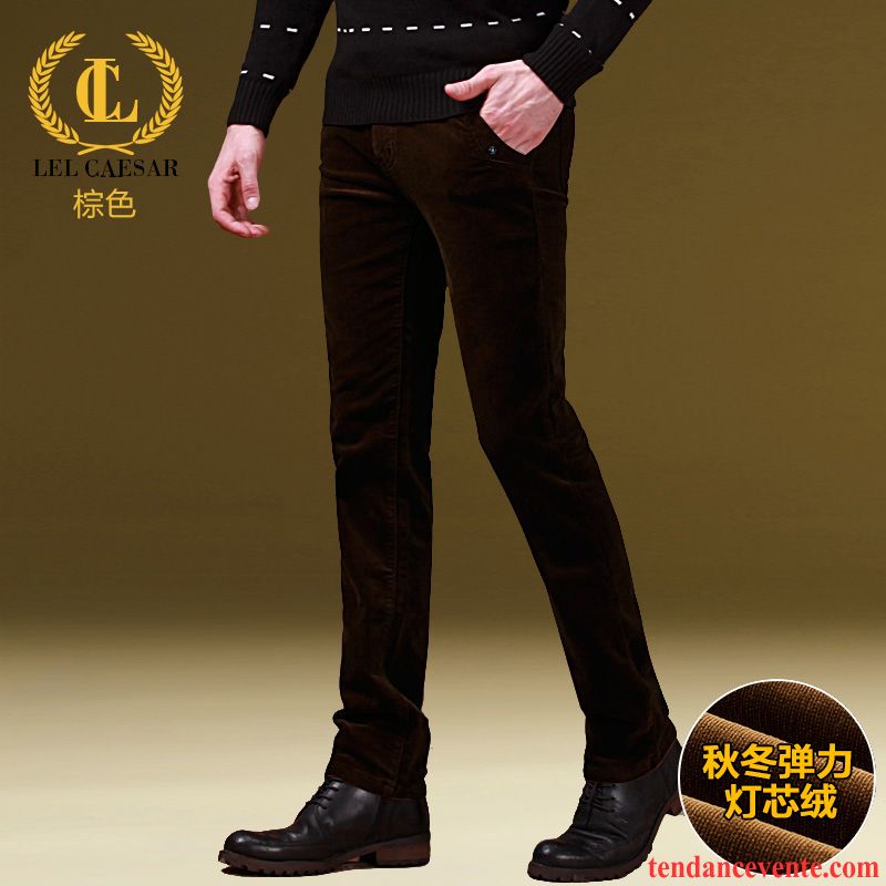 Taille Des Pantalons Homme Homme Maigre Hiver Slim Extensible Pantalon Tendance L'automne Velours Côtelé Plus De Velours