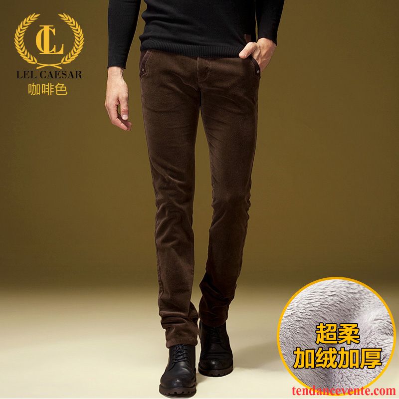 Taille Des Pantalons Homme Homme Maigre Hiver Slim Extensible Pantalon Tendance L'automne Velours Côtelé Plus De Velours