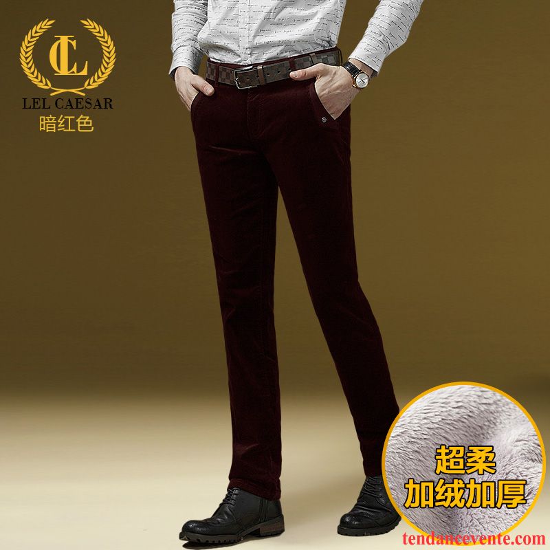 Taille Des Pantalons Homme Homme Maigre Hiver Slim Extensible Pantalon Tendance L'automne Velours Côtelé Plus De Velours