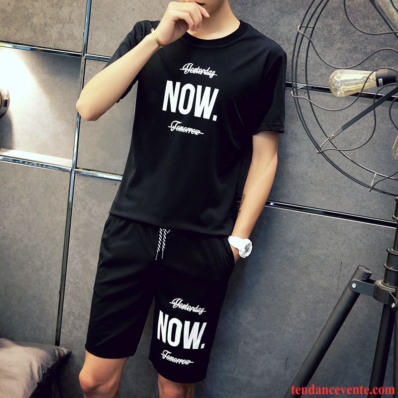 Taille Des Sweatshirtss Hommes Ensemble Shorti Légère Homme Été Décontractée T-shirt Courte Sweatshirt Violet Pas Cher