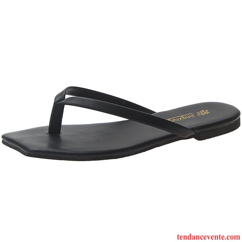 Tongs Femme Antidérapant Plates Été Chaussons Tous Les Assortis Plage Noir Rouge