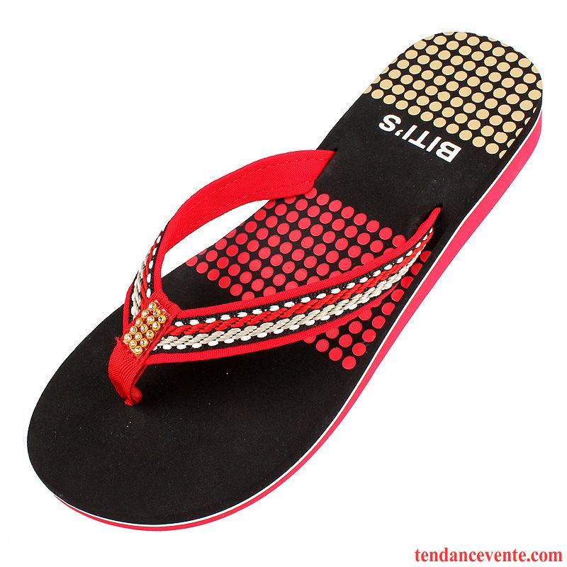 Tongs Femme Plage Mode Été Plates Décontractée Chaussons Rouge