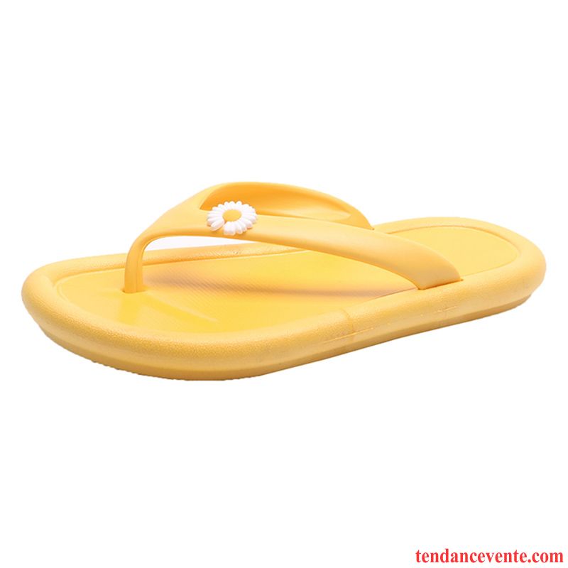 Tongs Femme Tous Les Assortis Plates Été Fleurs Chaussons Antidérapant Rouge Jaune