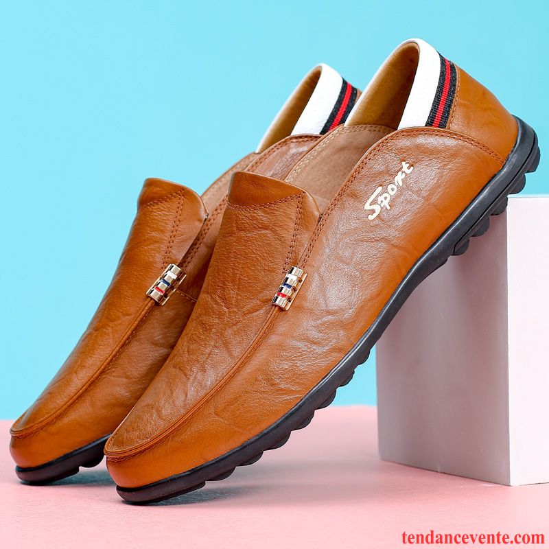 Vente Chaussure Homme Décontractée Slip-on Cuir Véritable Homme Paresseux Tendance Printemps Derbies Respirant