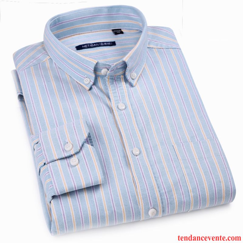 Vente Chemises Homme En Ligne L'automne Violet Blanc Printemps Longues De Travail Décontractée Chemise Bleu Rayé Homme Simple Azur