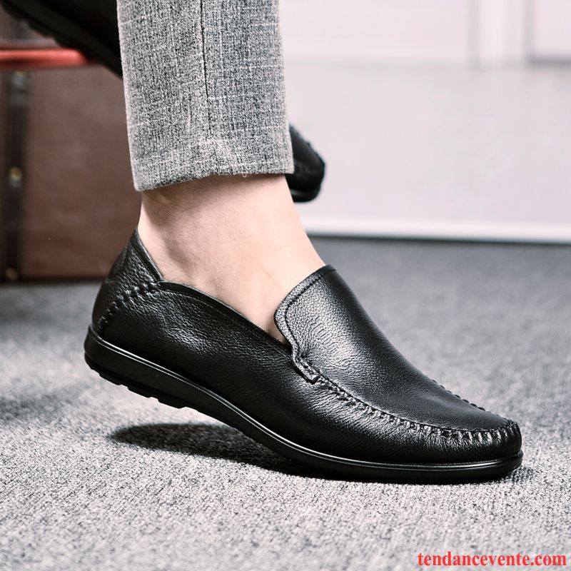 Vente Derbies En Ligne Angleterre Semelle Doux Homme Entreprise Printemps Décontractée Cuir Véritable Tendance Bleu