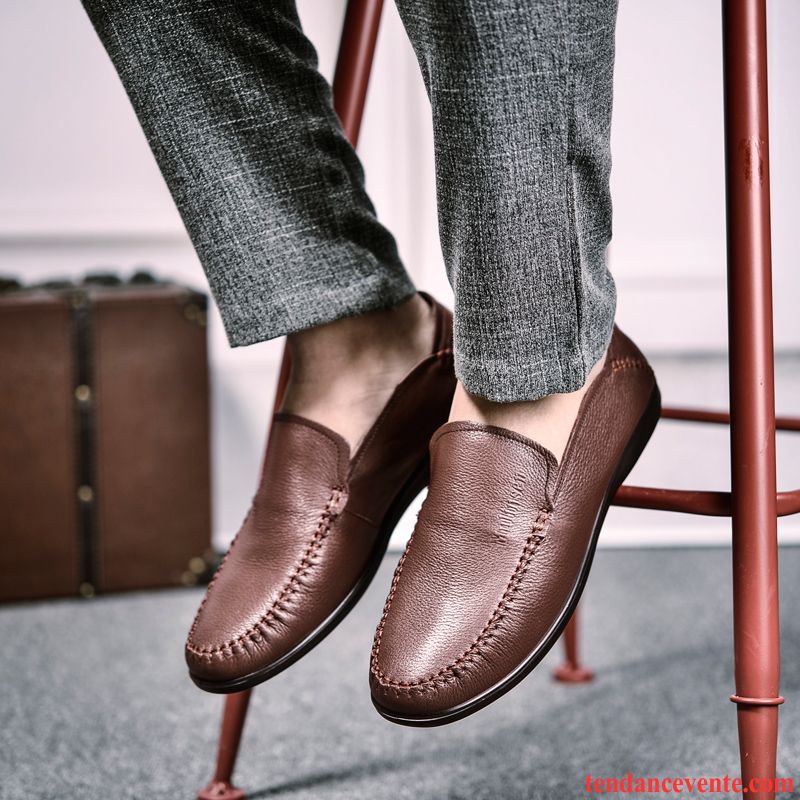 Vente Derbies En Ligne Angleterre Semelle Doux Homme Entreprise Printemps Décontractée Cuir Véritable Tendance Bleu