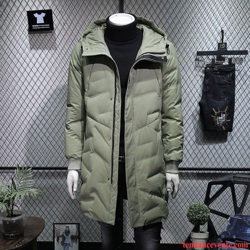 Vente Doudoune Homme Homme Baggy Hiver Ente Unten Tendance Longue Décontractée Pardessus Jeunesse Blanc Lumière Capuche Vert Pas Cher