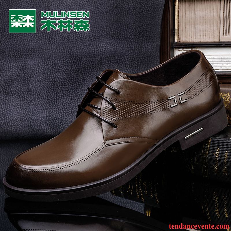 Vente En Ligne Chaussures Homme Authentique Entreprise Cuir Véritable Décontractée Tendance Laçage Printemps Homme Angleterre Bleu