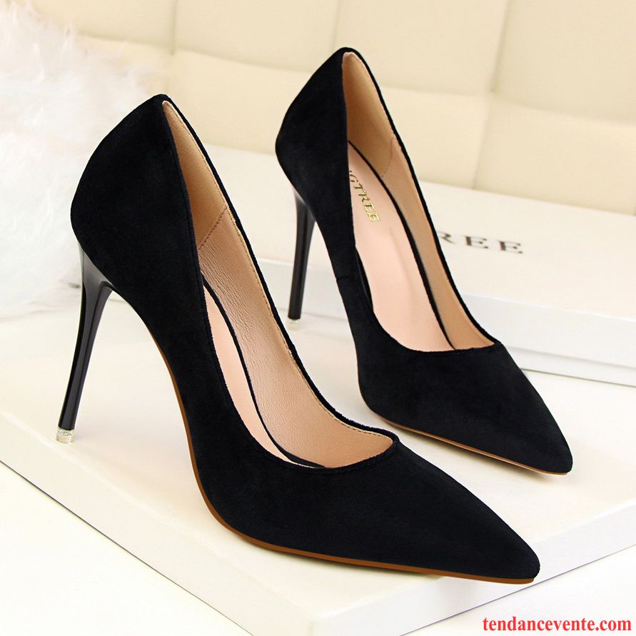 Vente Escarpin Femme Sexy Talons Minces Talons Hauts L'automne Cuir Verni Hiver Derbies Noir Femme Pointe Pointue